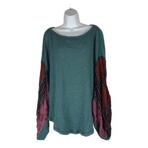 We The Free Sweater Women's Boho Knit Shirt Paisley Drop Shoulder Top Size Large